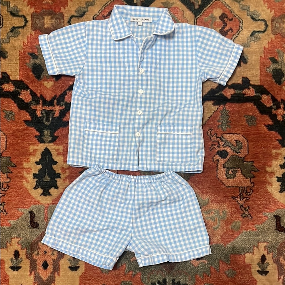 Sweet Dreams Light Blue Gingham Sleepwear Pajamas Set 4T